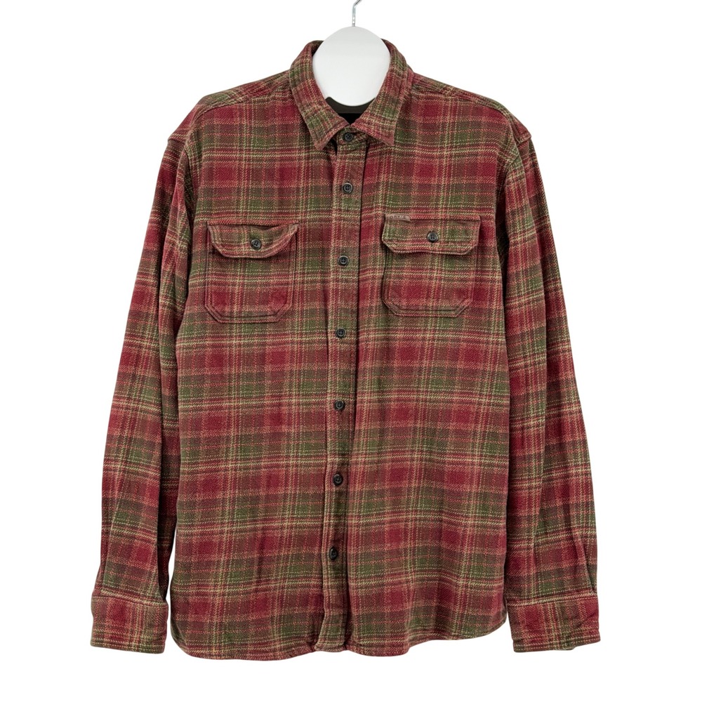 Orvis Classic Heavy Flannel Shirt Mens XXL Red Green Plaid Side Pockets